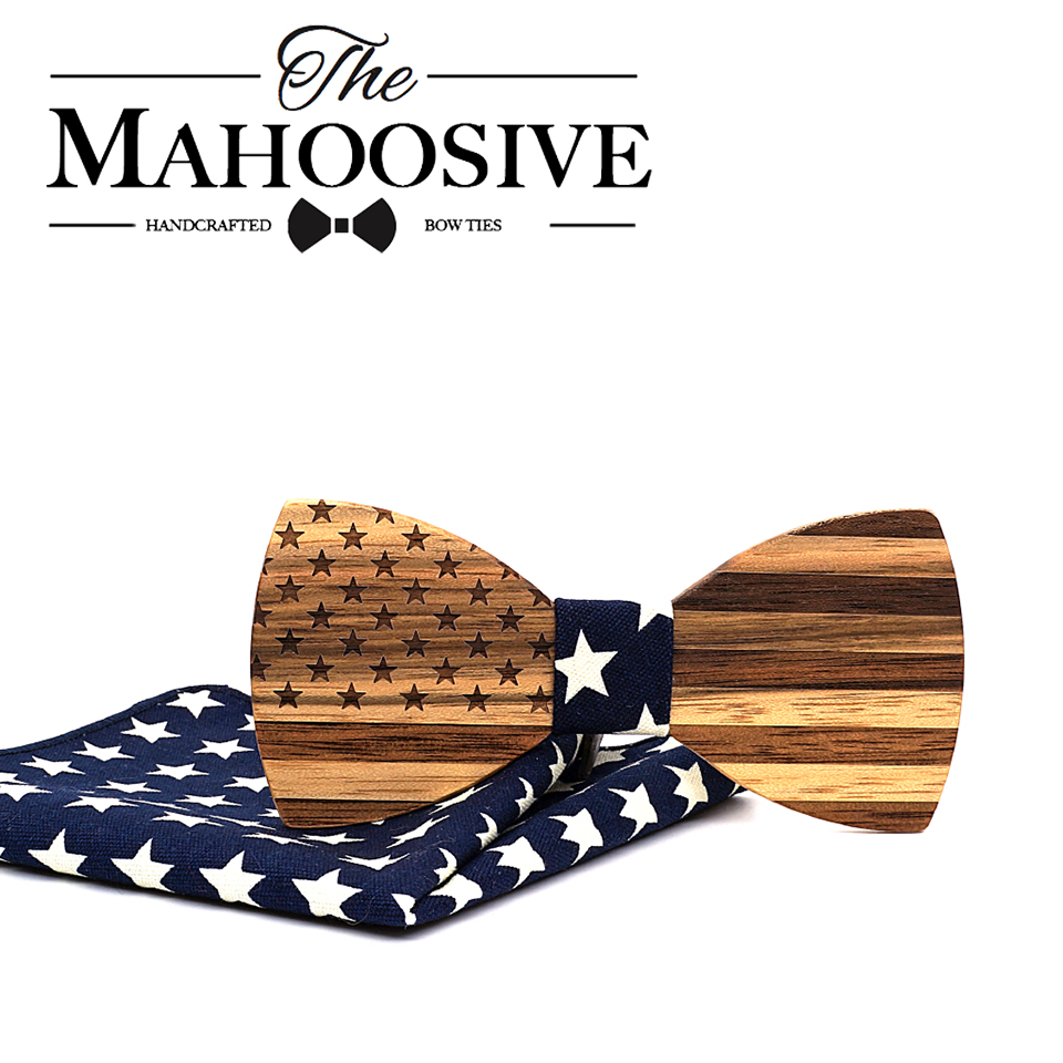 Women Accessories Usa - Mahoosive Walnut Wooden Bow Ties For