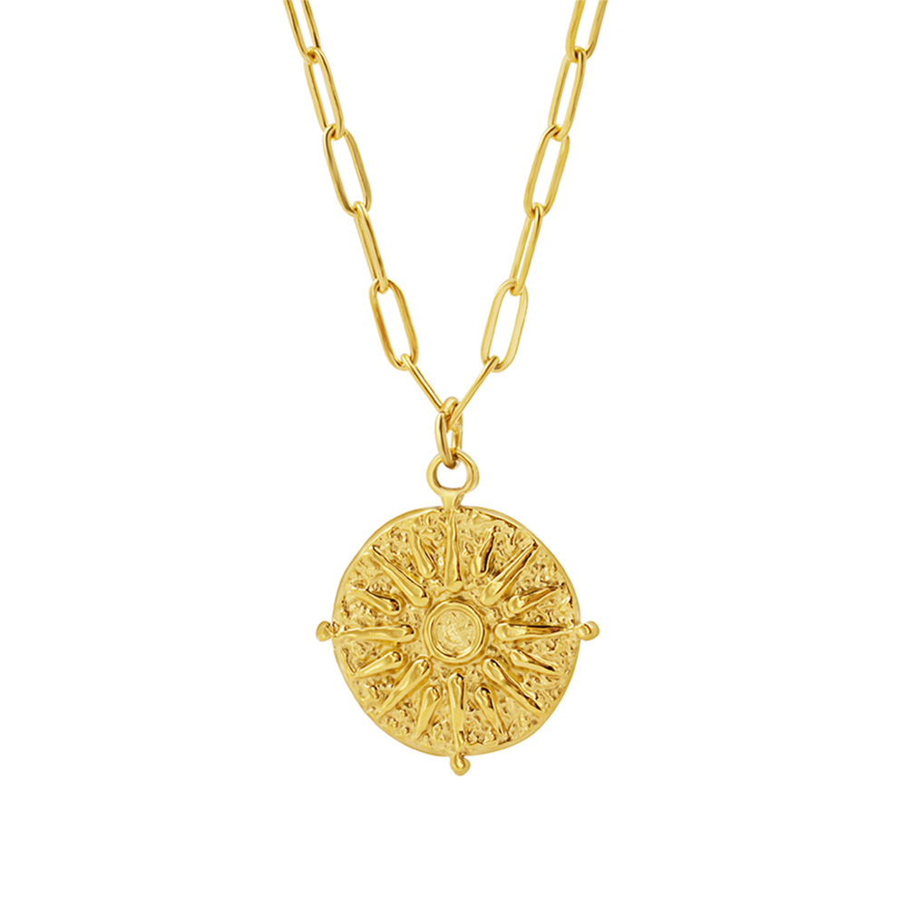Stainless Steel Round Sun Coin - огляд і ціна Coin Necklace Delicate